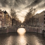 Amsterdam 7 bridges Canals sunset.jpg